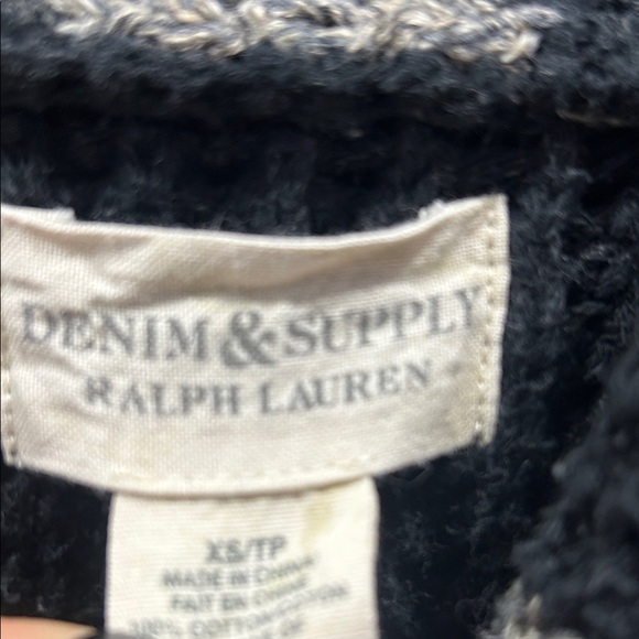 Gray and Black Patchwork Cardigan . Patriotic Cozy Denim and Supply Ralph Lauren - Picture 10 of 10